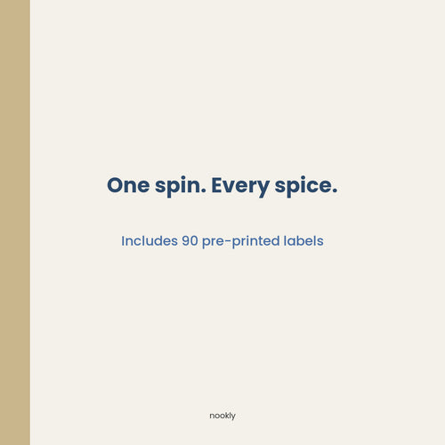 One spin. Every spice. Bamboo spice rack with 90 pre-printed labels included — Nookly