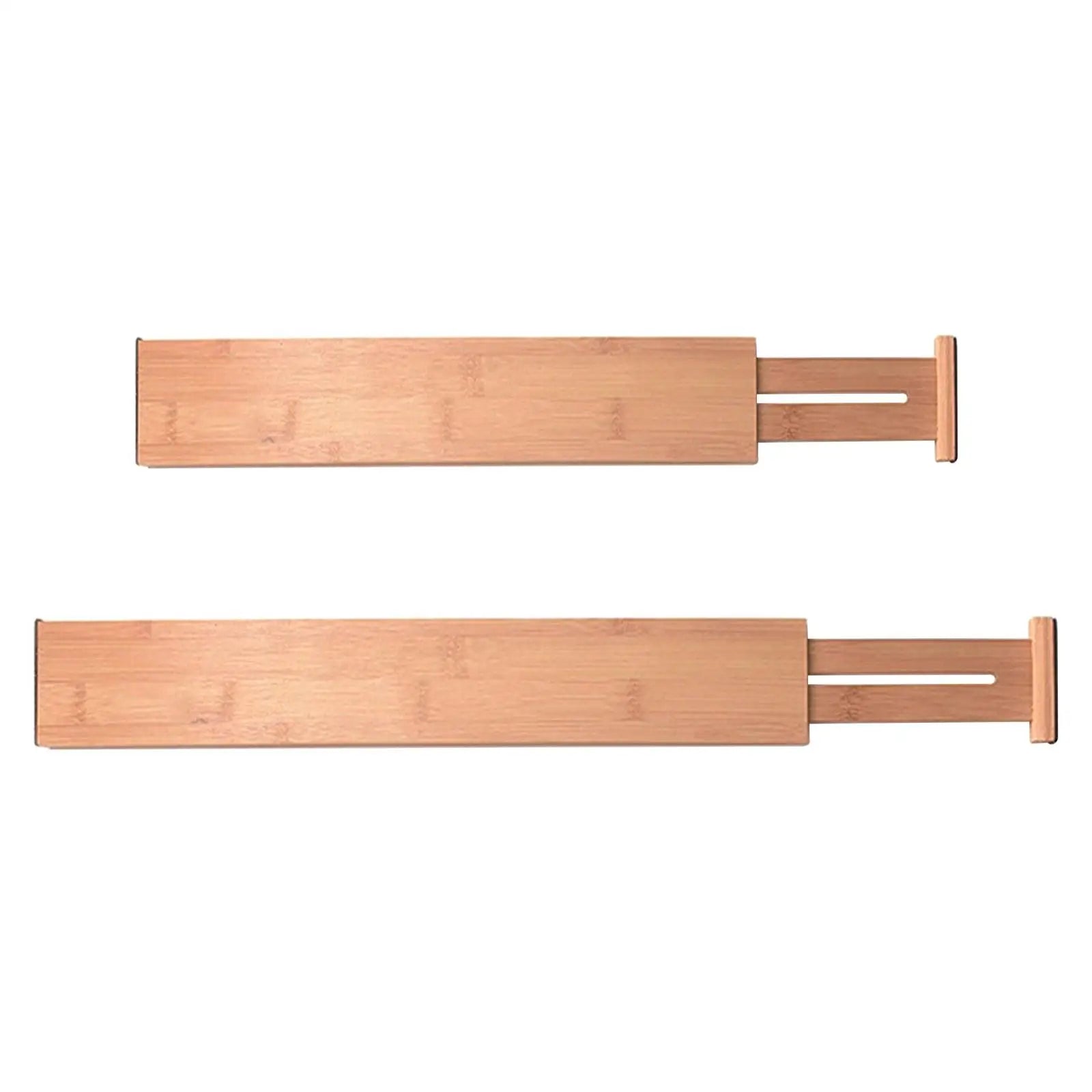 Spring-loaded adjustable bamboo drawer organizers