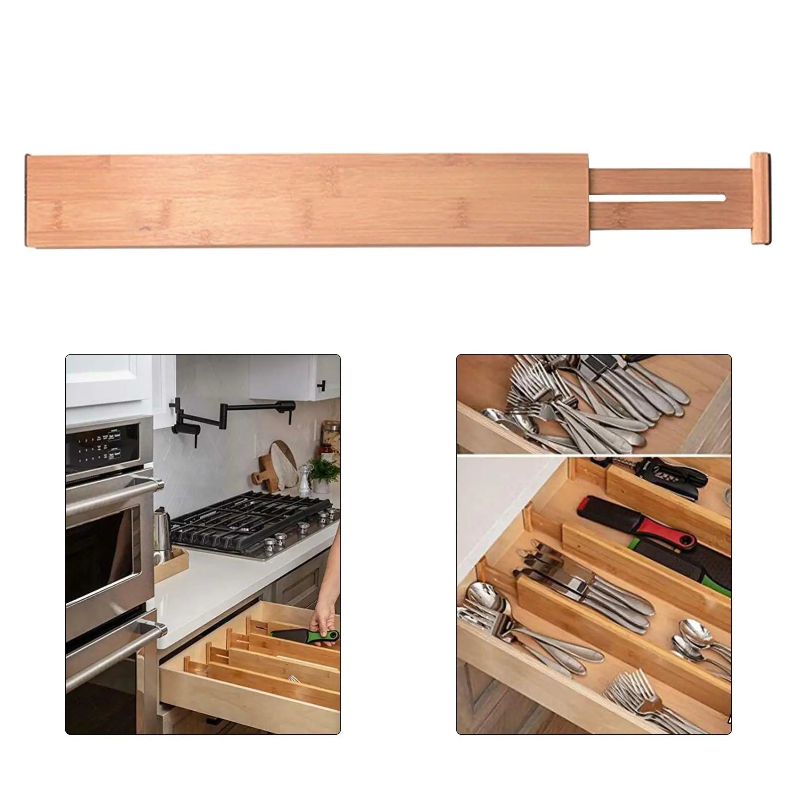 Bamboo expandable drawer divider set 4-pack