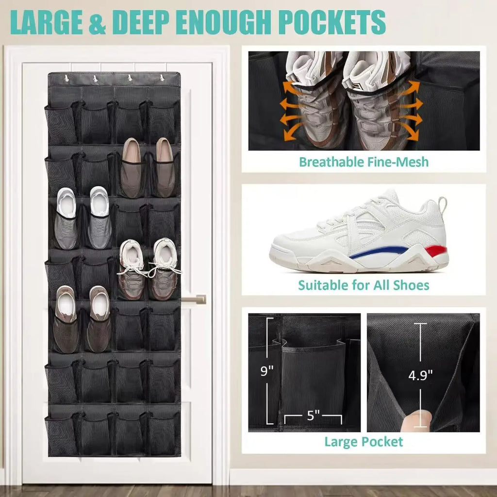 Over-the-door storage organizer with heavy-duty hooks