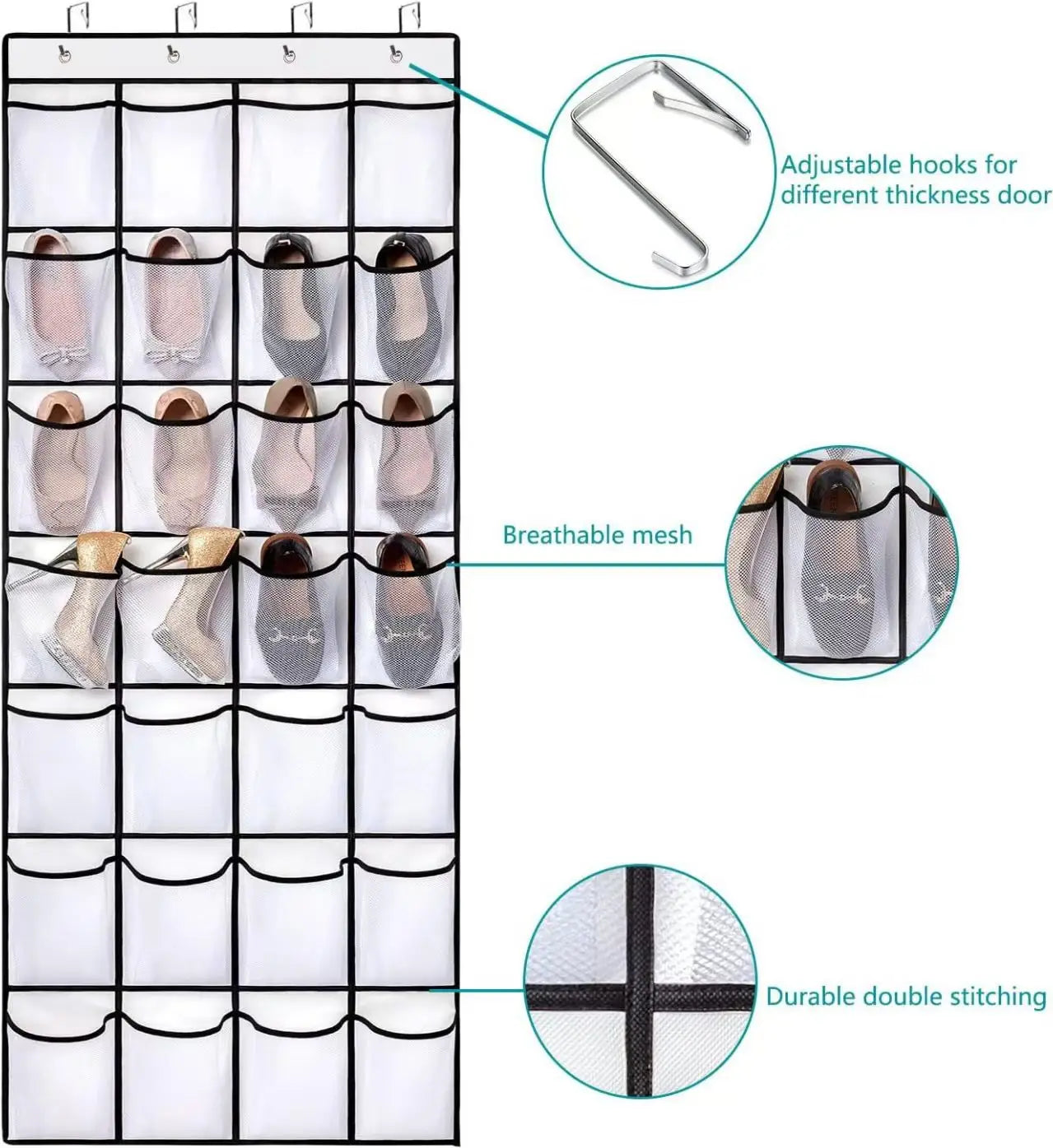 40-pocket door organizer in use behind closet door