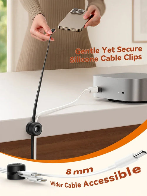 Silicone self-adhesive cable clips for desk