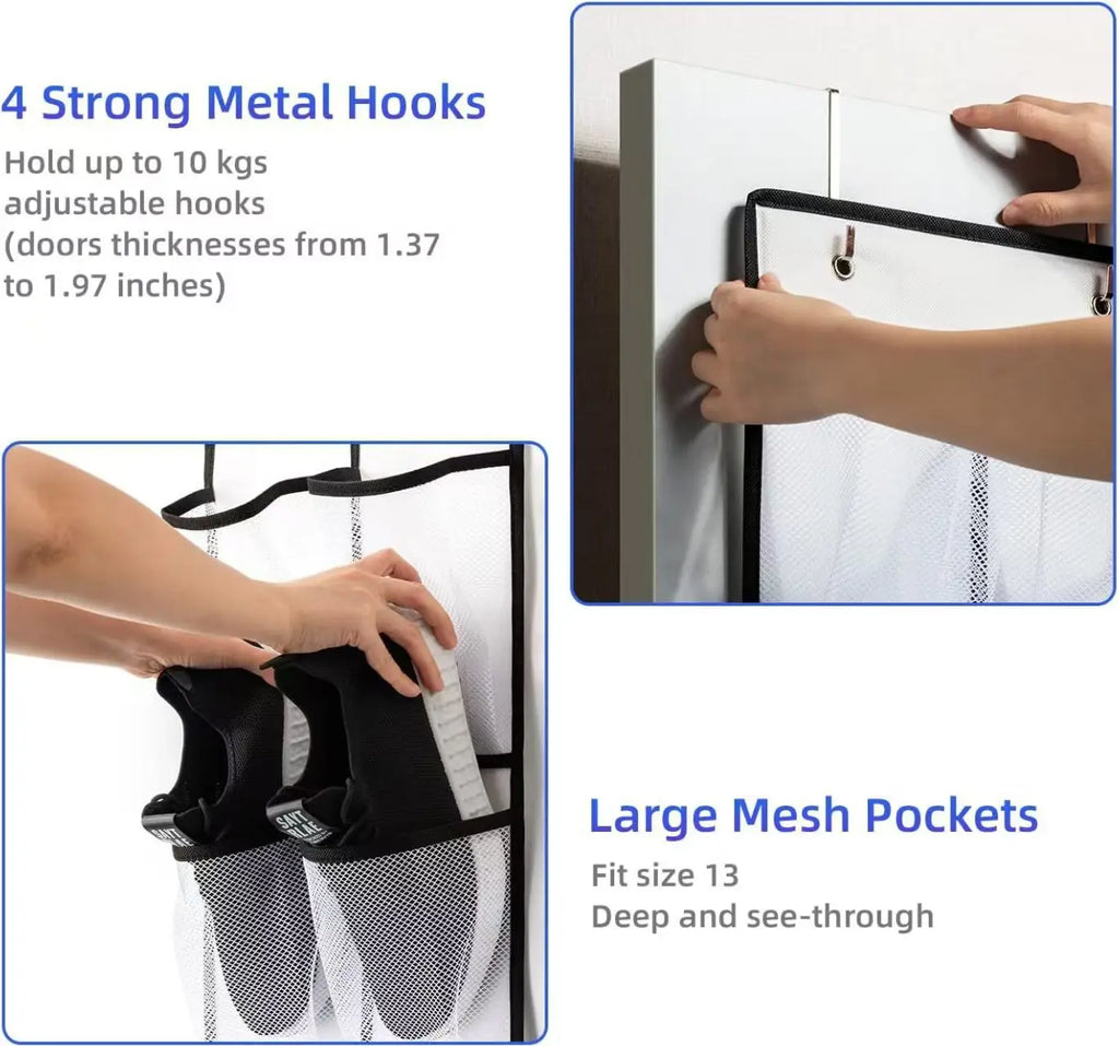 Mesh pocket detail on over-the-door organizer
